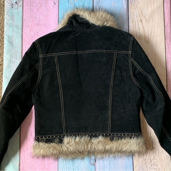 Giacca Black Jacket with Cream Faux Fur Trim - Picture 8 of 9